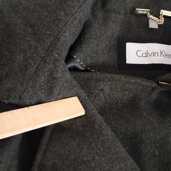 Calvin Klein Military Wool Blend Double Breasted Jacket Green Women's L NWT Flaw - Picture 8 of 14
